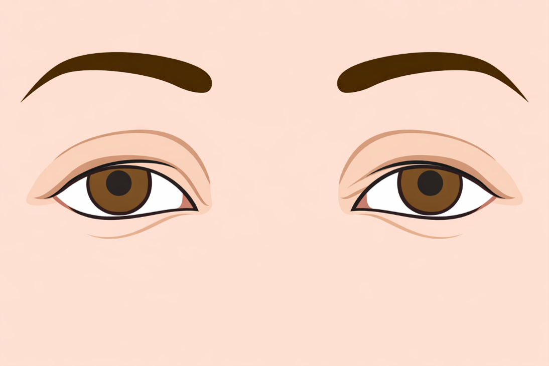 Sagging above the eyes
